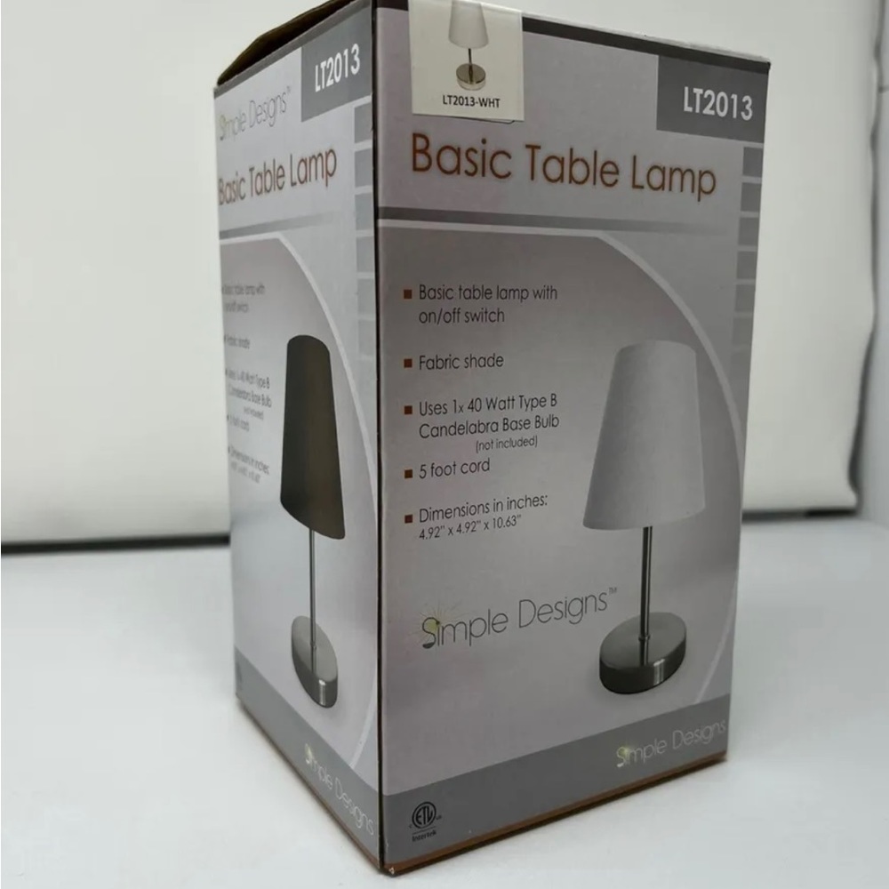 Sand Nickel Mini Basic Table Lamp with White Fabric Shade